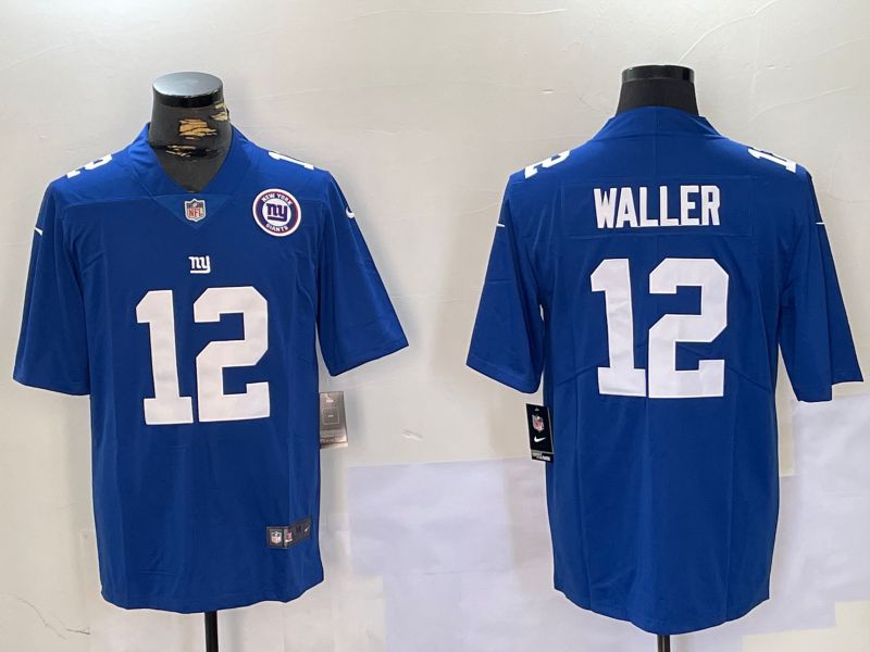 Men New York Giants #12 Waller Blue 2024 Nike Vapor Limited NFL Jersey style 3